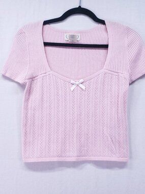 The Prairie by Rachel Ashwell Top Size Large Girls Pink Knit Preppy Cottagecore